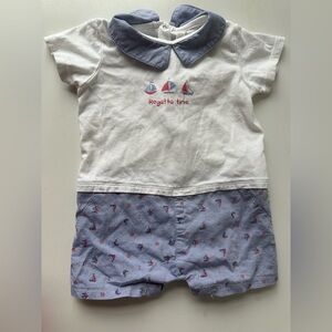 Sailboat Baby Romper in White and Blue